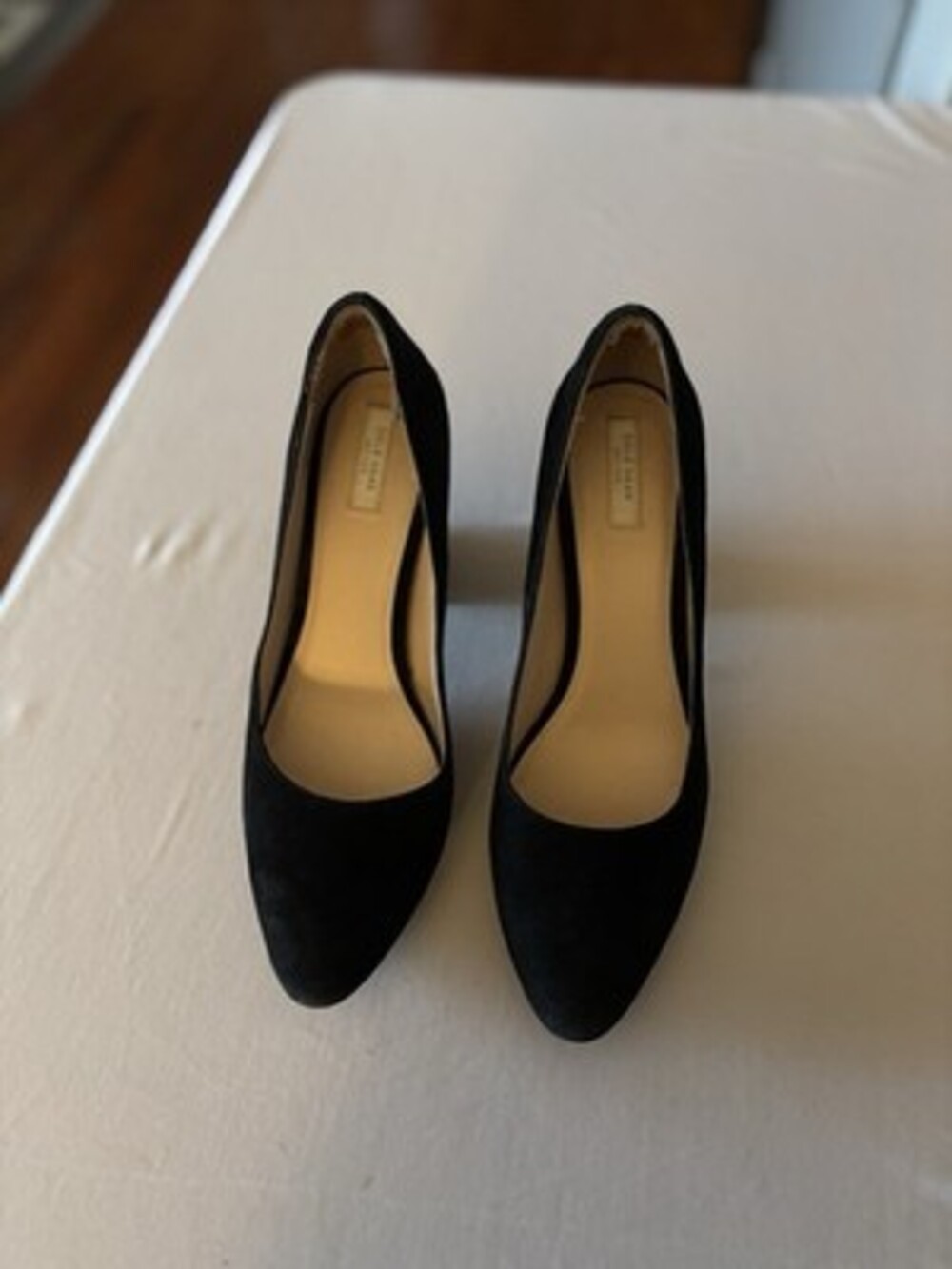 Cole Haan Black Suede Block heel Pumps 9 1/2B Made in Italy Leather Sole